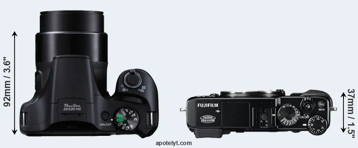 Compare SX530 versus X-E2 top