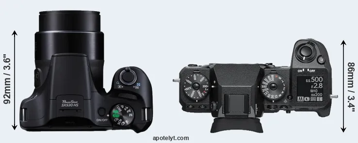 Compare SX530 versus X-H1 top