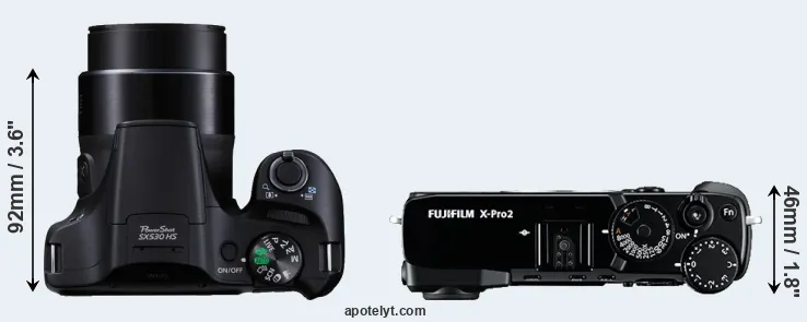 Compare SX530 versus X-Pro2 top