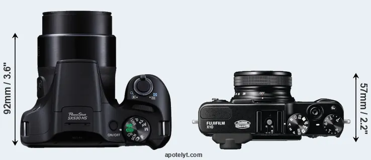 Compare SX530 versus X10 top