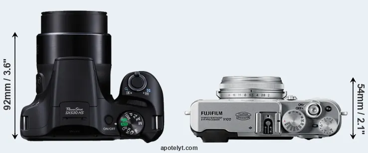 Compare SX530 versus X100 top