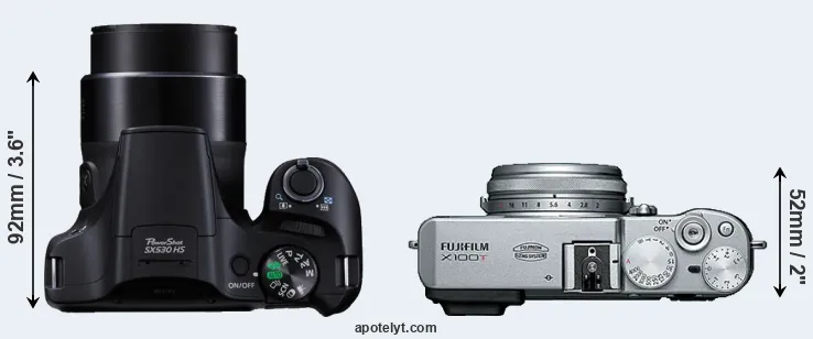 Compare SX530 versus X100T top
