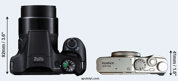 Compare SX530 versus XF10 top