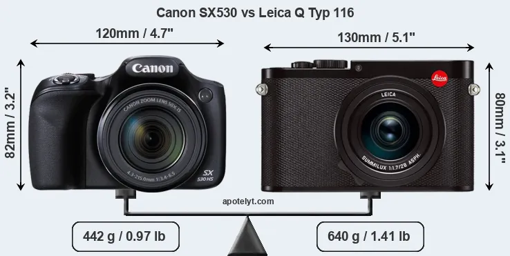 Size Canon SX530 vs Leica Q Typ 116