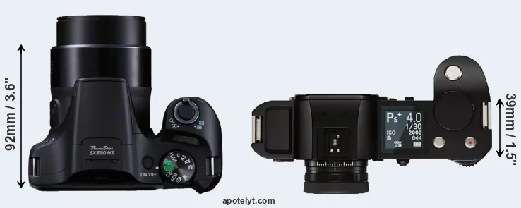 Compare SX530 versus Leica SL top