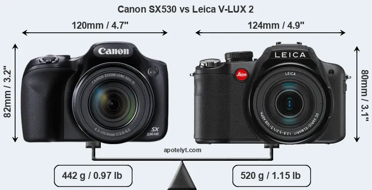 Size Canon SX530 vs Leica V-LUX 2