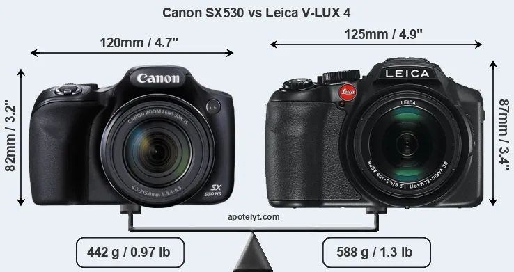 Size Canon SX530 vs Leica V-LUX 4