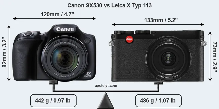Size Canon SX530 vs Leica X Typ 113
