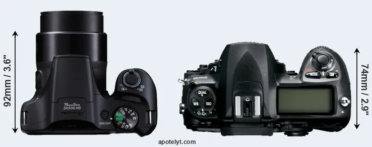 Compare SX530 versus D200 top