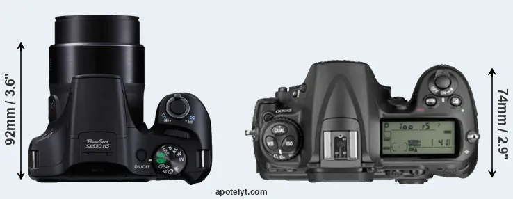 Compare SX530 versus D300 top