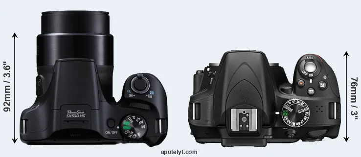Compare SX530 versus D3300 top