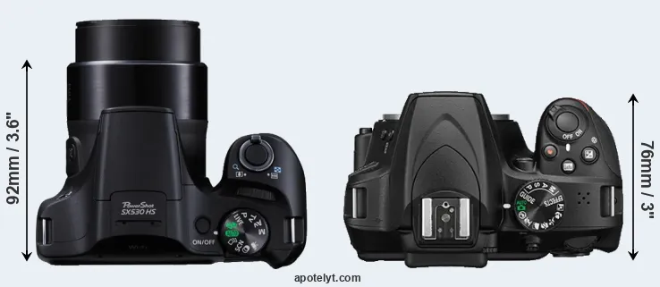 Compare SX530 versus D3400 top