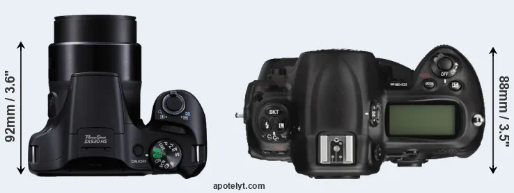 Compare SX530 versus D3X top