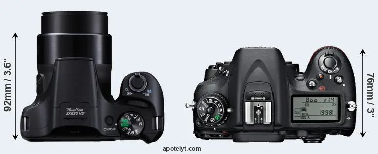 Compare SX530 versus D7100 top