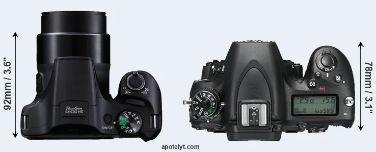 Compare SX530 versus D750 top
