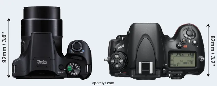 Compare SX530 versus D800 top