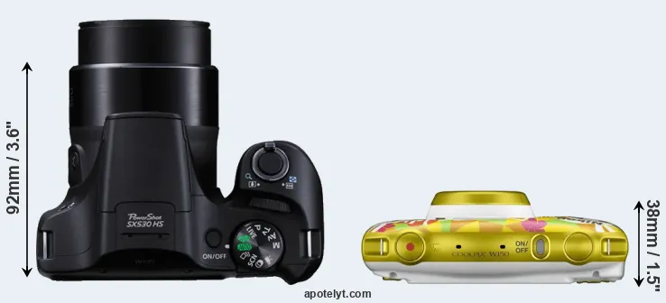 Compare SX530 versus W150 top