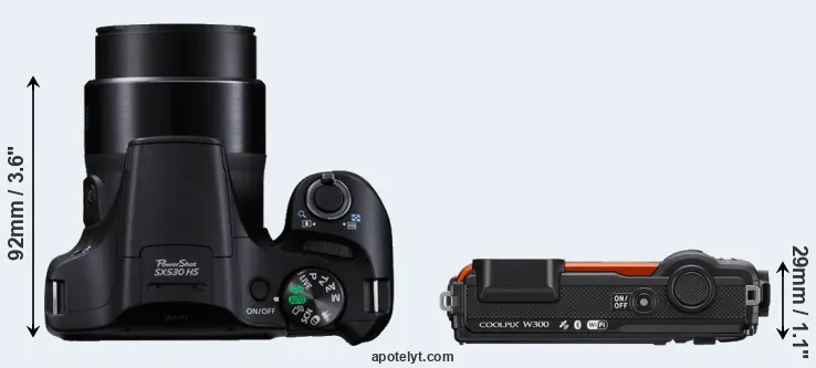 Compare SX530 versus W300 top