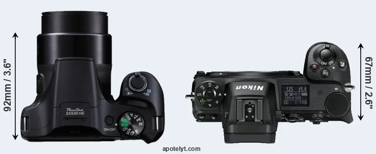 Compare SX530 versus Z6 top