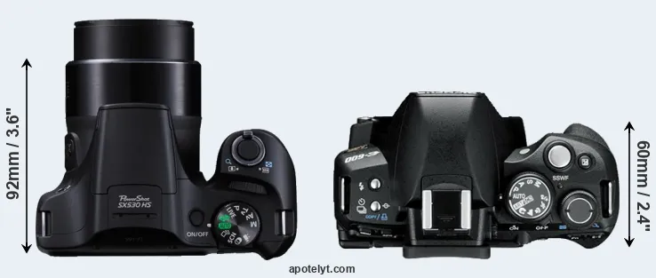 Compare SX530 versus E-600 top