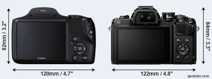Comparison SX530 or E-M10 III rear