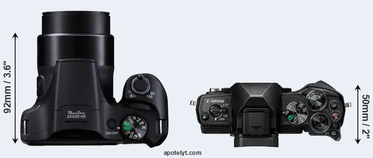 Compare SX530 versus E-M10 III top
