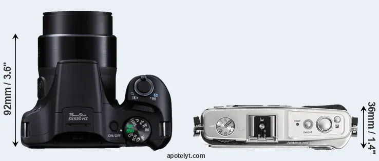 Compare SX530 versus E-P1 top