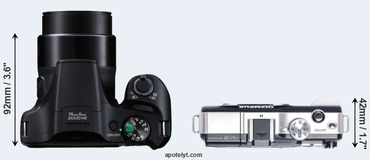 Compare SX530 versus E-PL1 top