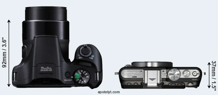 Compare SX530 versus E-PL3 top