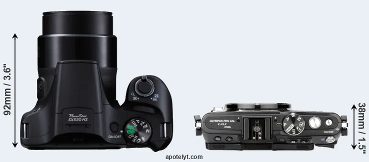 Compare SX530 versus E-PL5 top