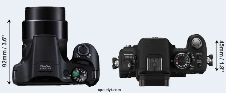 Compare SX530 versus G1 top