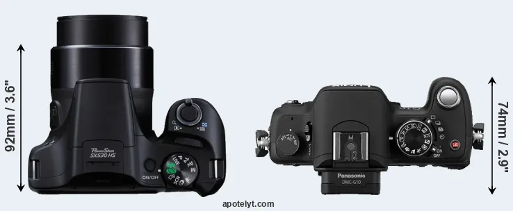 Compare SX530 versus G10 top