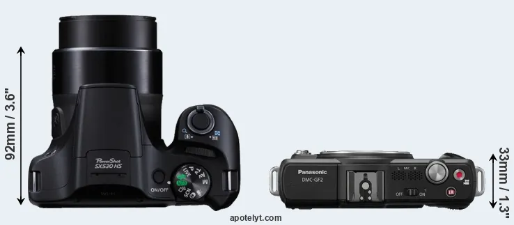 Compare SX530 versus GF2 top