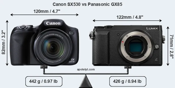 Size Canon SX530 vs Panasonic GX85