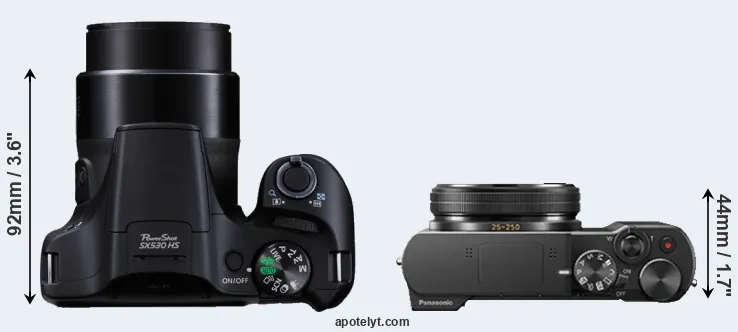 Compare SX530 versus ZS100 top