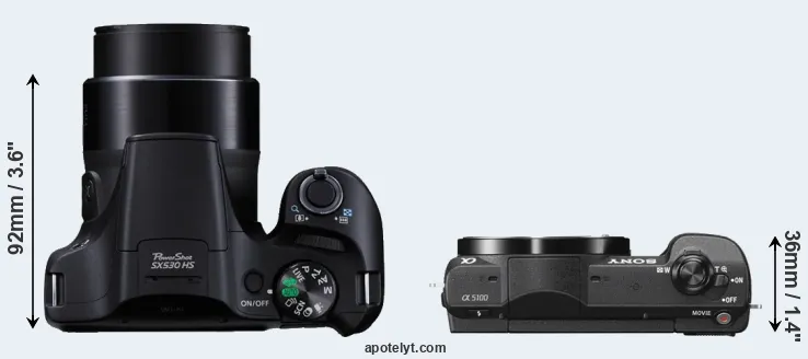 Compare SX530 versus A5100 top
