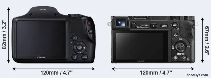 Comparison SX530 or A6000 rear