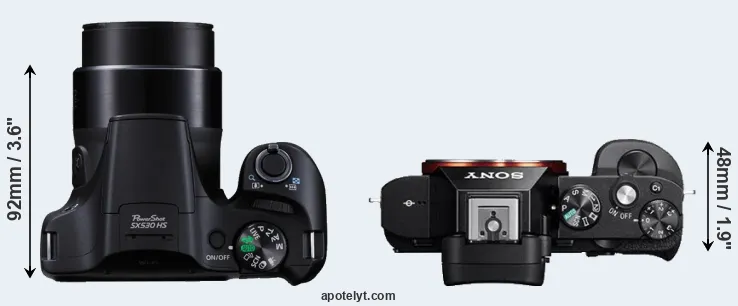 Compare SX530 versus A7 top