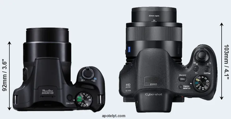 Compare SX530 versus HX350 top