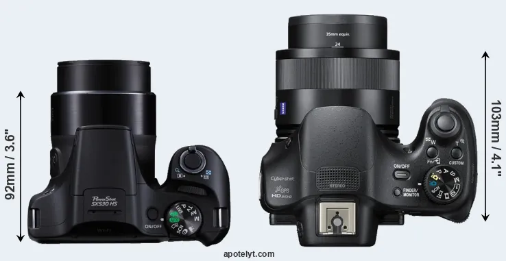 Compare SX530 versus HX400V top
