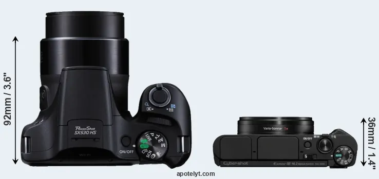 Compare SX530 versus HX95 top