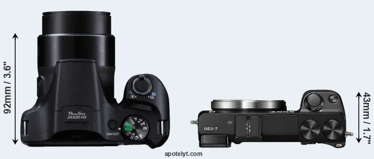 Compare SX530 versus NEX-7 top