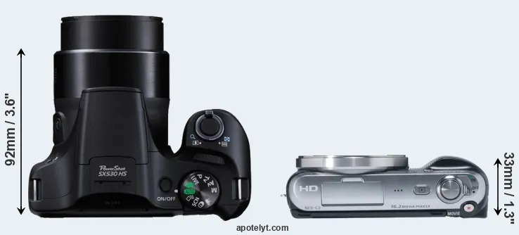 Compare SX530 versus NEX-C3 top