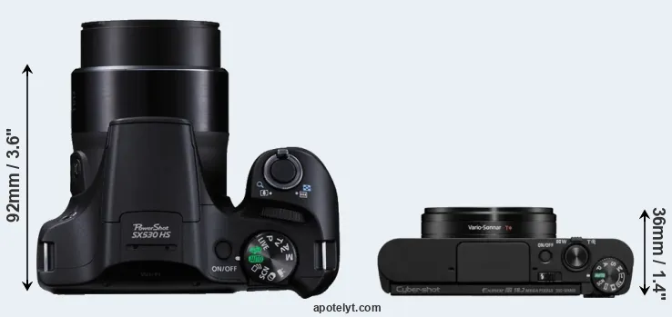 Compare SX530 versus WX800 top