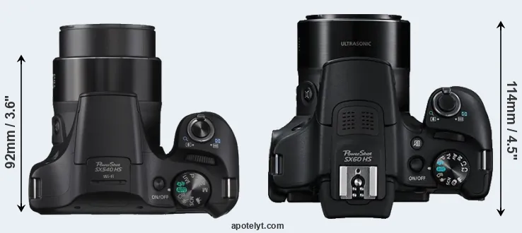 Compare SX540 versus SX60 top