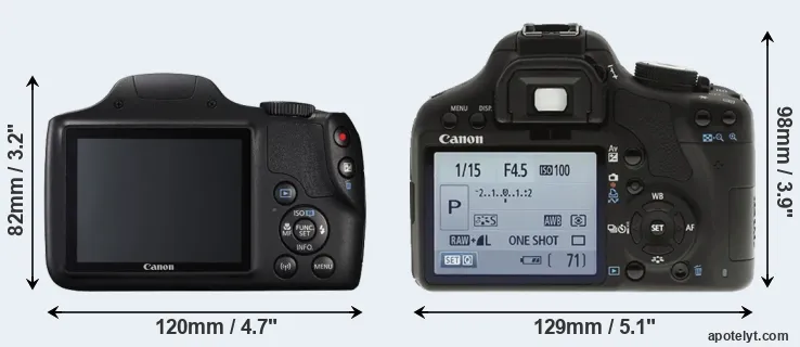 Comparison SX540 or T1i rear
