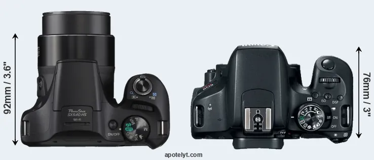 Compare SX540 versus T7i top