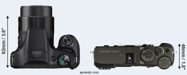 Compare SX540 versus X-Pro3 top
