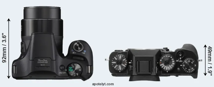 Compare SX540 versus X-T2 top