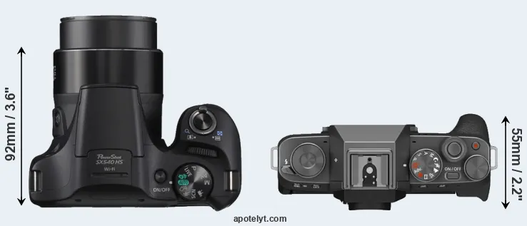 Compare SX540 versus X-T200 top
